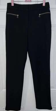 Robell US 6 MIMI Knit Trousers Modell Black Straight Stretch Zipper Pockets